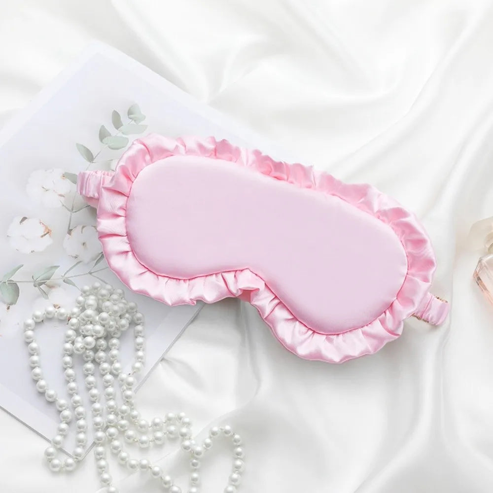 Silk Ruffle Sleep Eye Mask – Soft Breathable Light Blocking