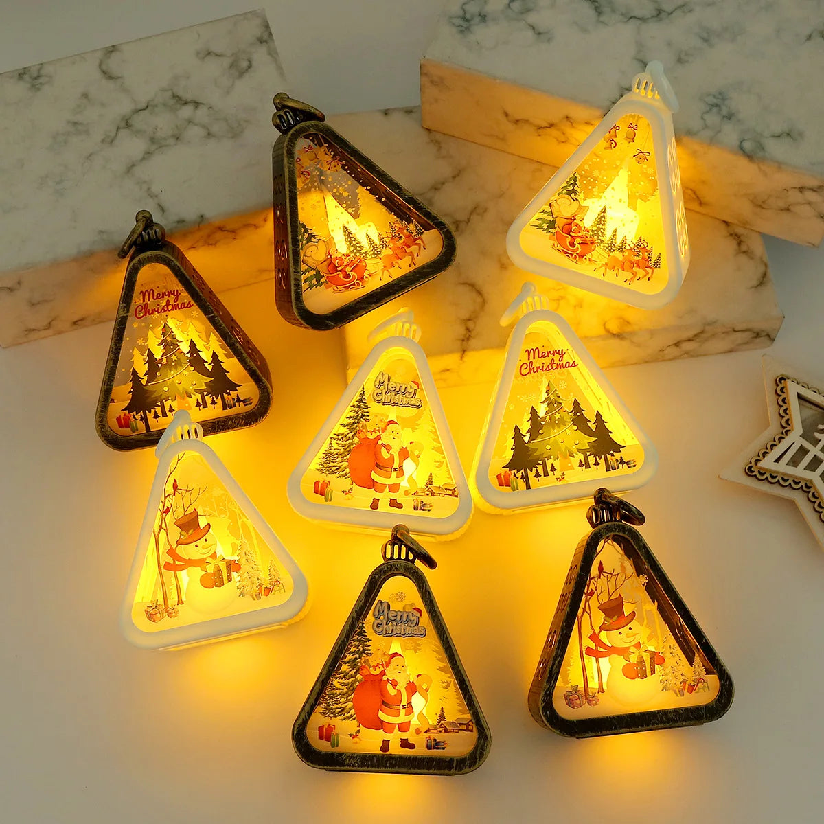 Rustic Vintage Christmas Night Light Lantern | Holiday Tabletop Decor