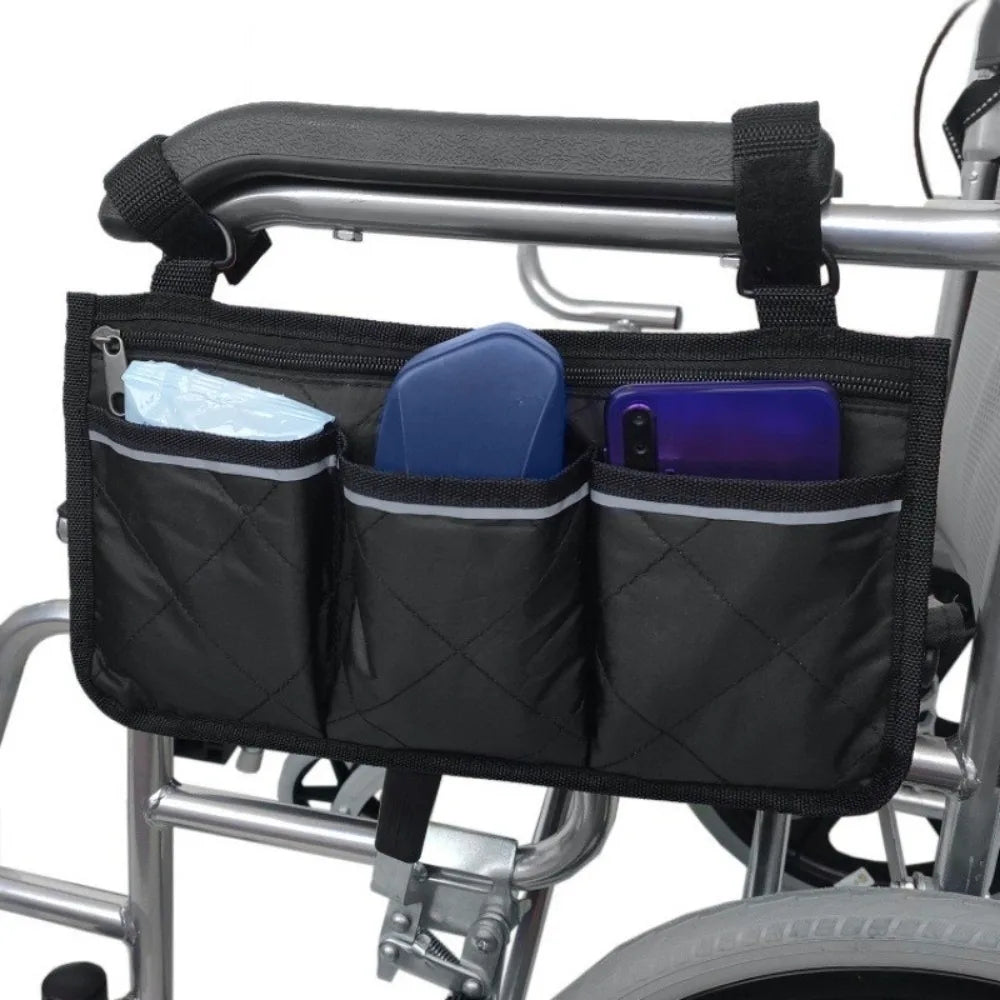 Wheelchair Armrest Hanging Bag – Multi-Pocket Waterproof