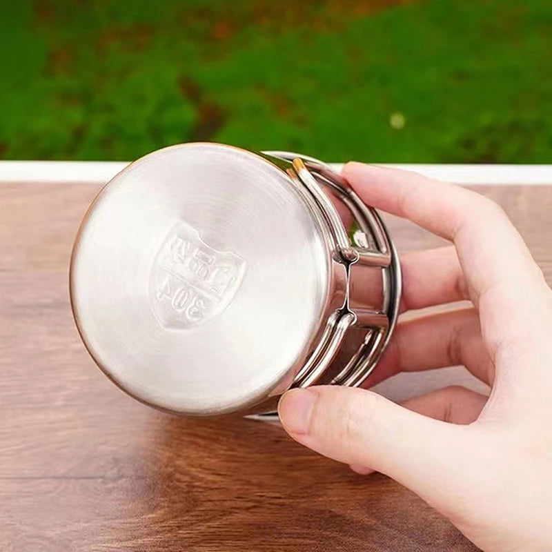 Stainless Steel Folding Handle Camping Cup – Portable Carabiner