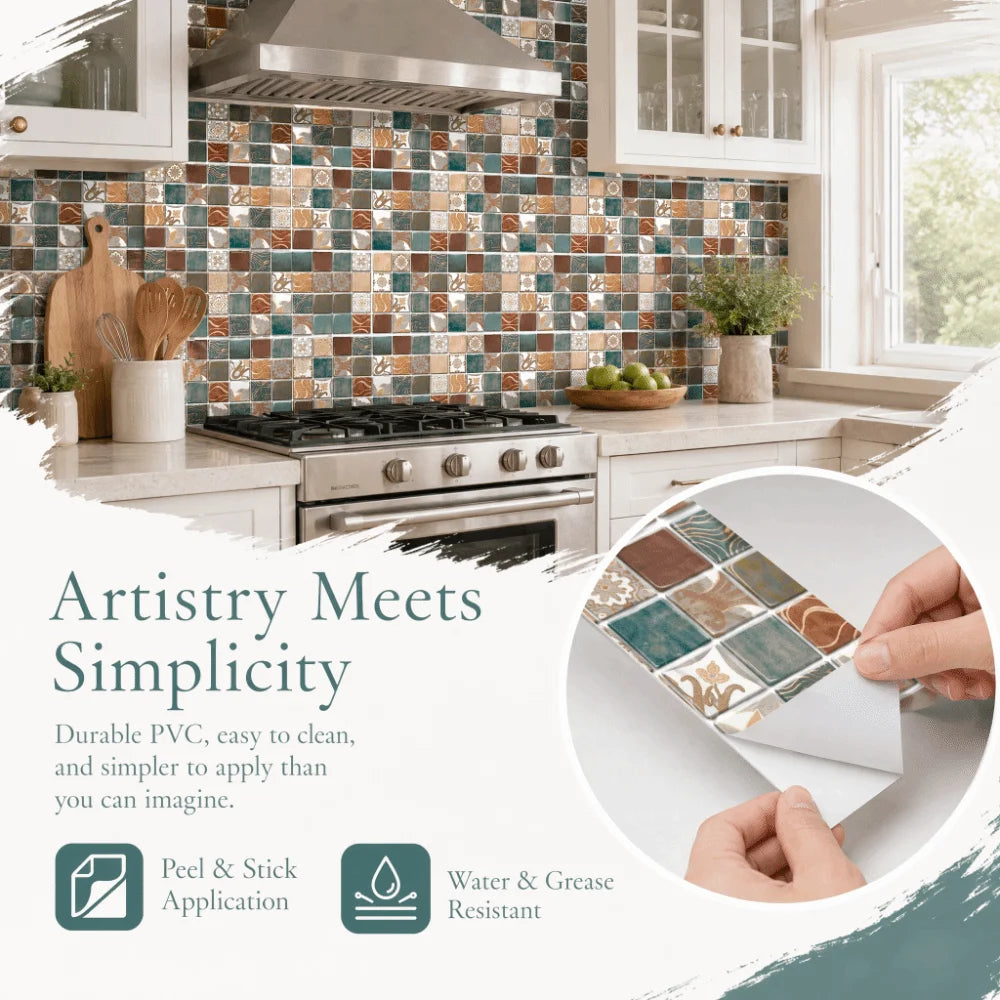 Peel & Stick Kitchen Backsplash Tiles – Brown PVC 6-Pack