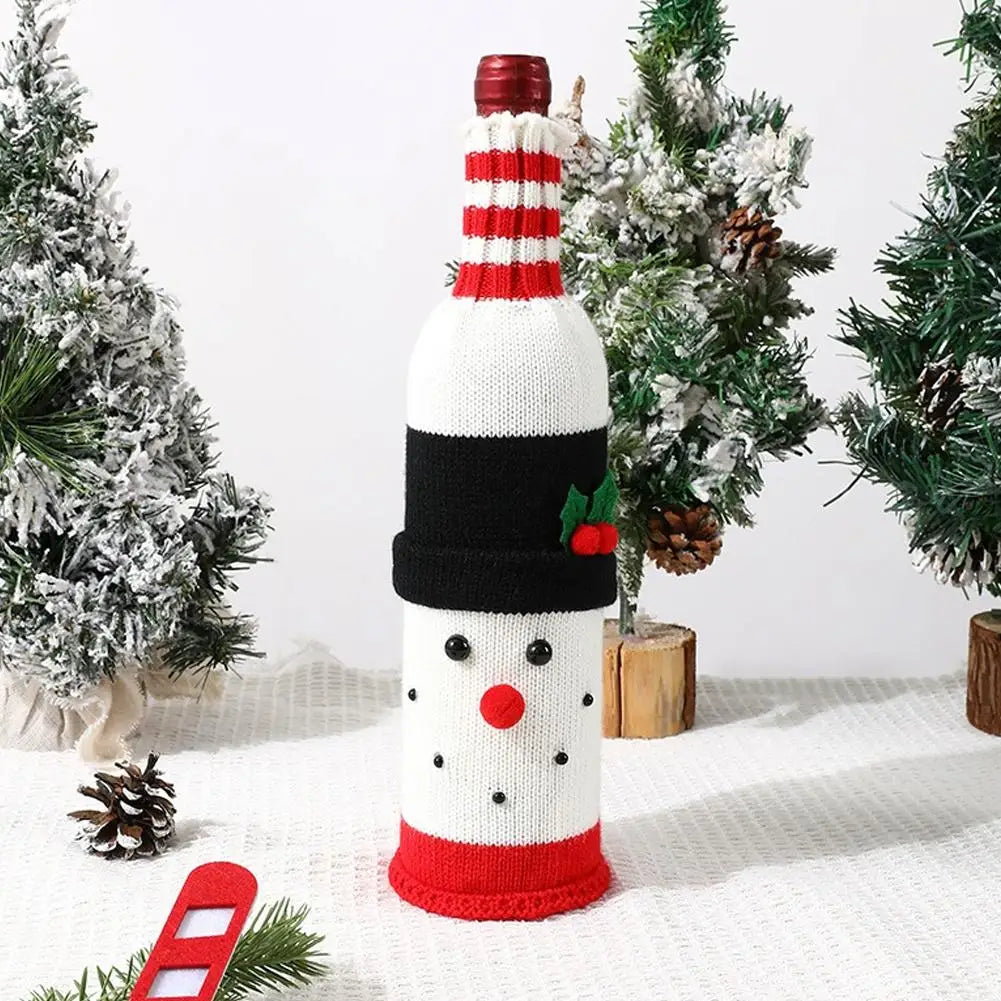 Christmas Knitted Wine Bottle Cover – Santa Snowman Deer Set