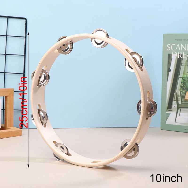 Wooden Tambourine for Kids – Orff Hand Drum 4–10 Inch