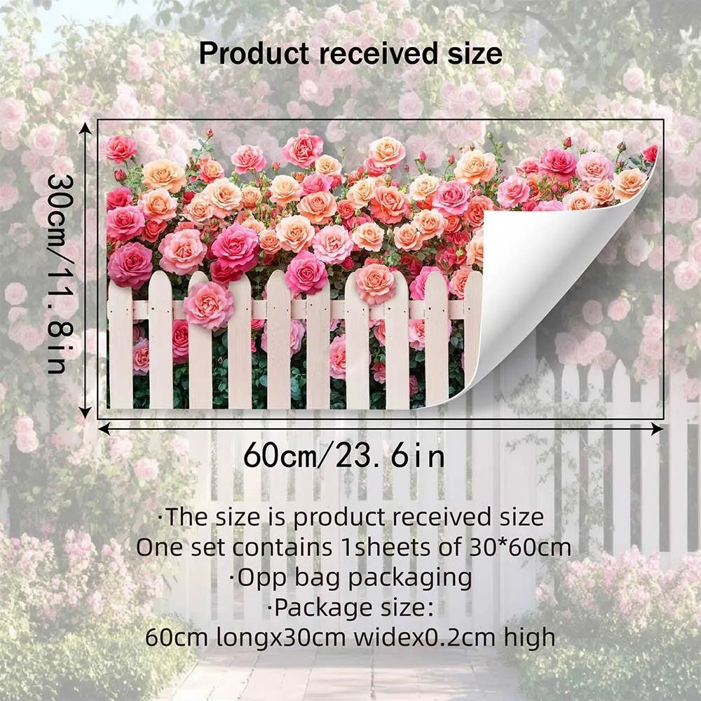 Multicolor Flower Fence Wall Sticker – Self-Adhesive Decal