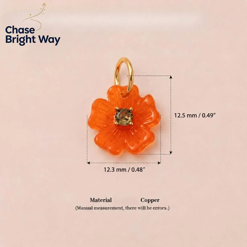 Resin Flower Zircon Charm Pendant – Colorful DIY Jewelry