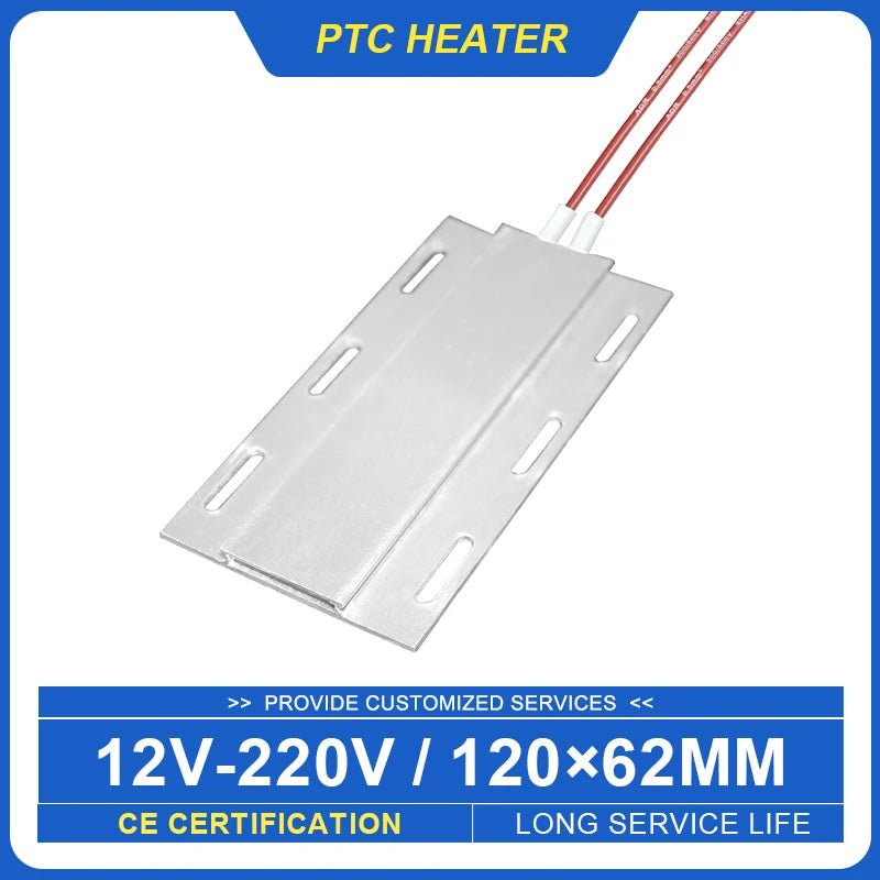 PTC Ceramic Heating Plate 120×62mm 12V–220V Constant Temp