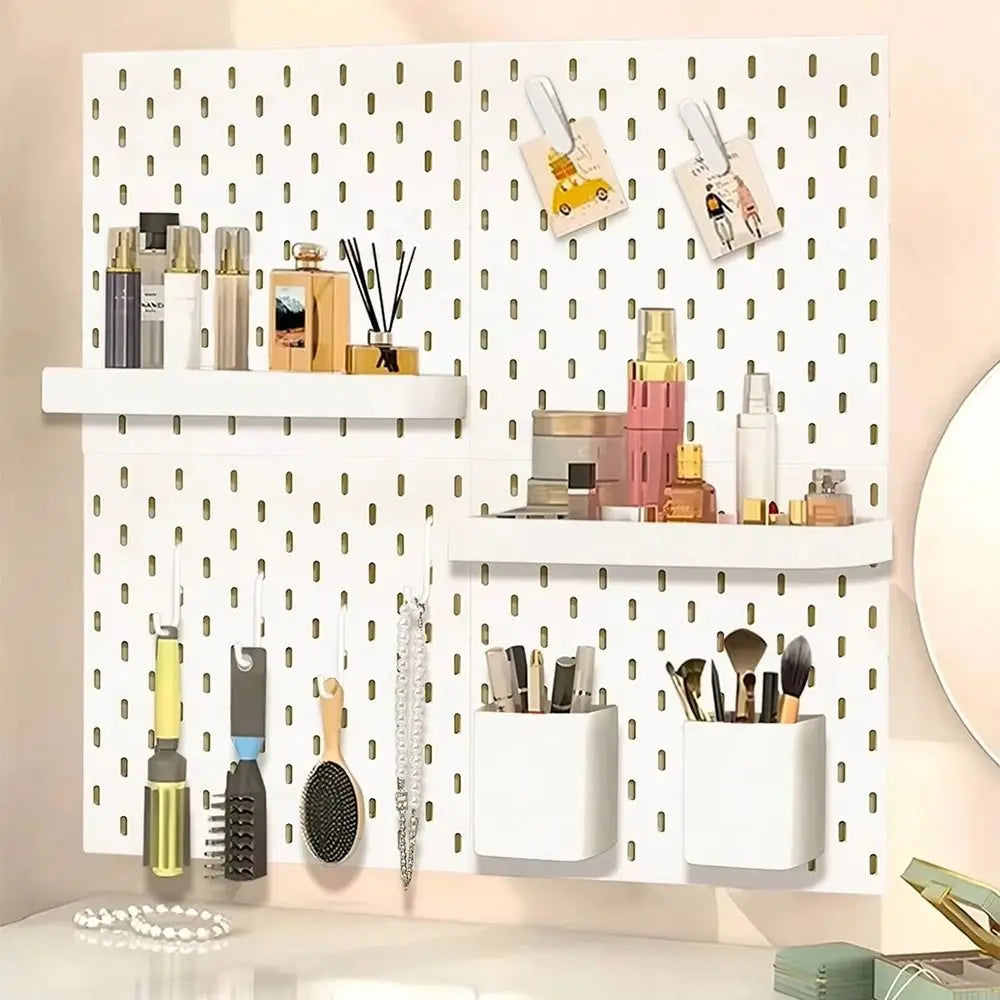 Wall-Mounted Pegboard Storage Organizer with Hooks | No-Drill