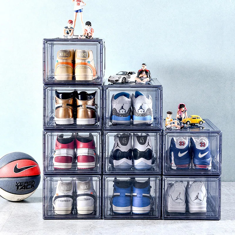 Transparent Flip-Top Sneaker Display Box – Stackable Organizer