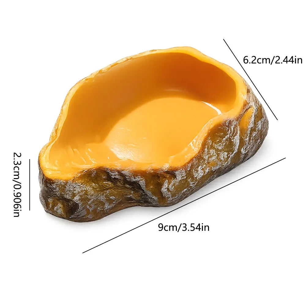 Reptile Feeding Bowl – Tree Stump Faux Stone Terrarium Basin