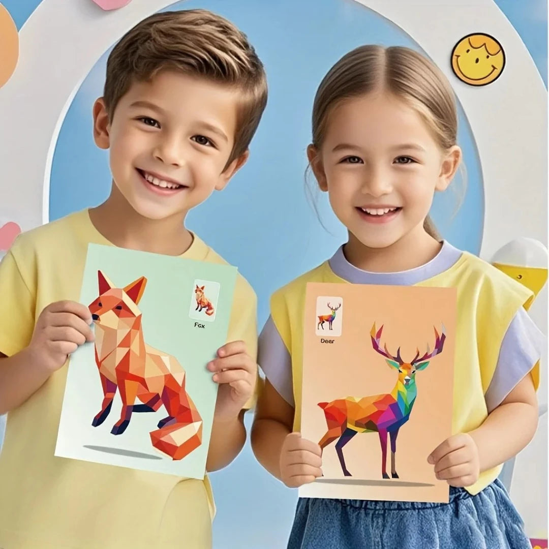 Kids Geometric Collage Puzzle Stickers – Animal Learning Toy
