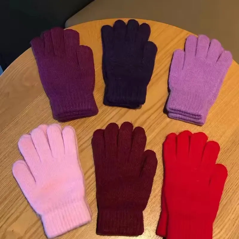 Women's Winter Knit Cashmere Gloves – Full Finger Warm Outdoor
