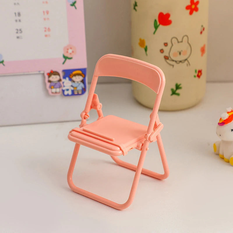 Mini Chair Phone Stand – Cute Colorful Folding Desktop Holder