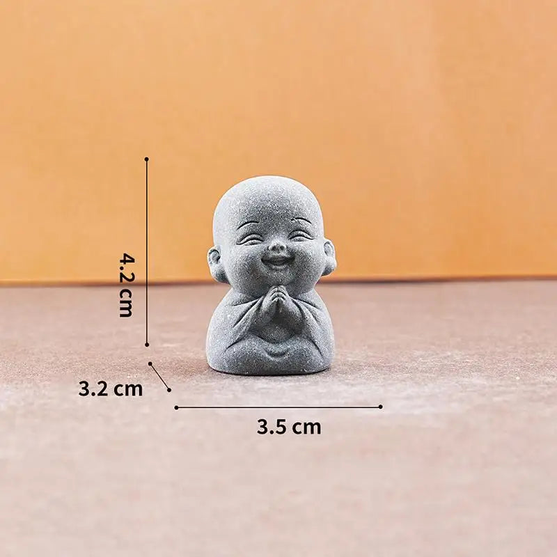 Zen Little Monk Statues – Resin Buddhist Figurines, 1 or 4 Pc