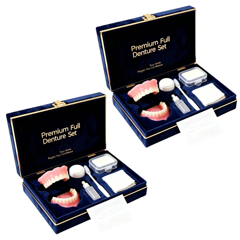 Silicone Denture Veneer Kit – Upper & Lower Teeth with Care Set