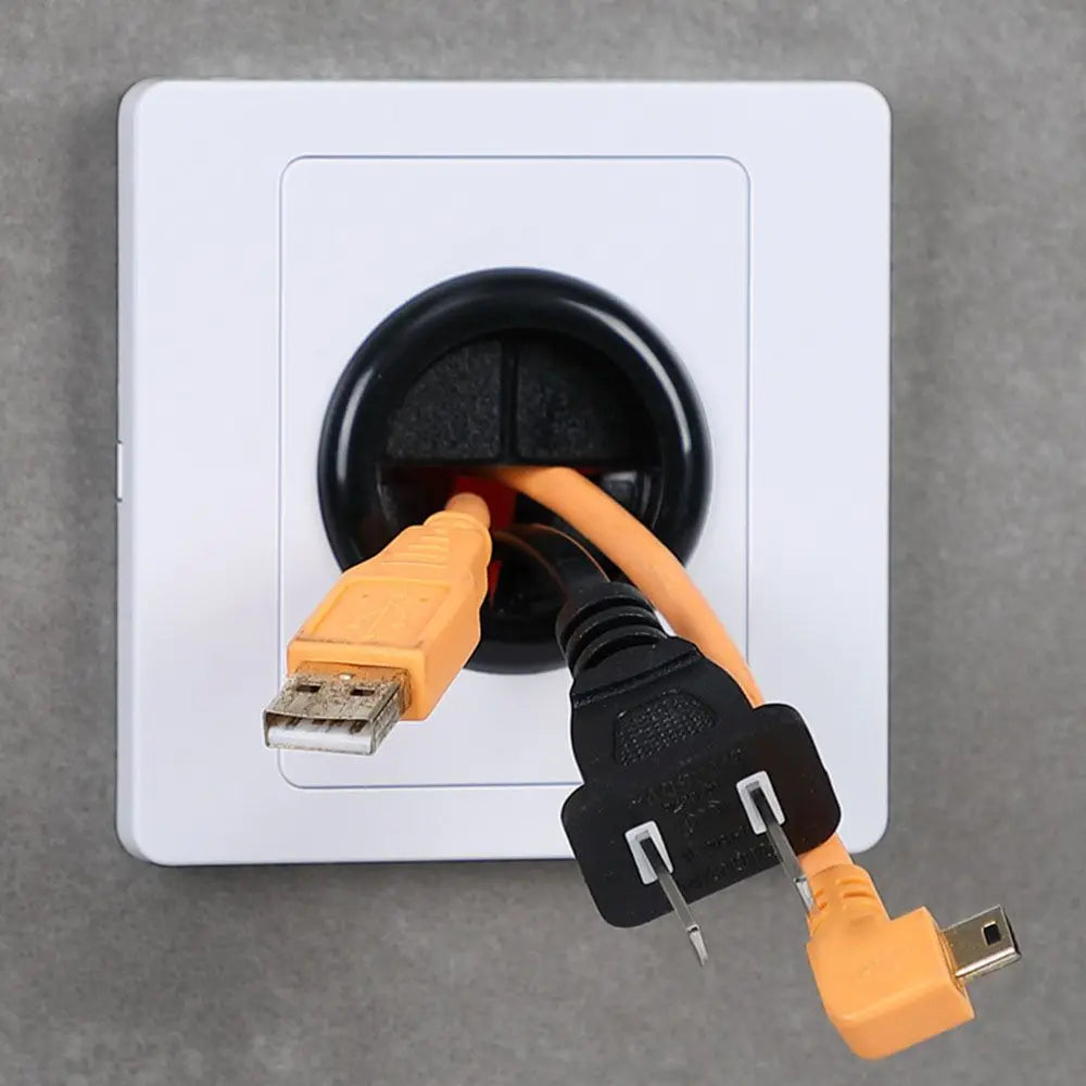 Wall Blank Panel Cable Cover with Outlet Hole & Rubber Pad