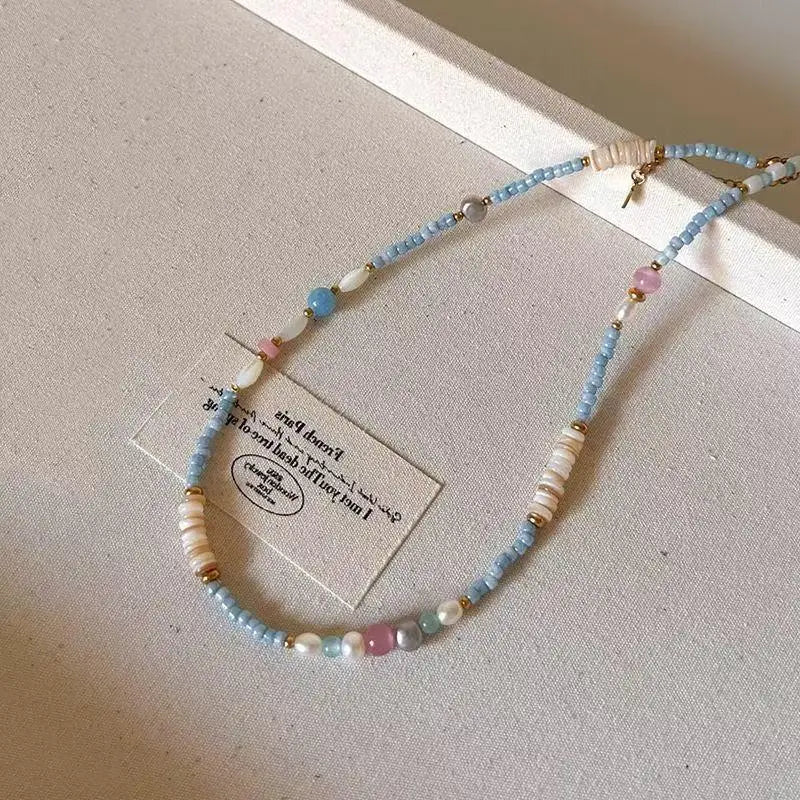 Freshwater Pearl Beaded Collar Necklace – Handmade Women's Gift