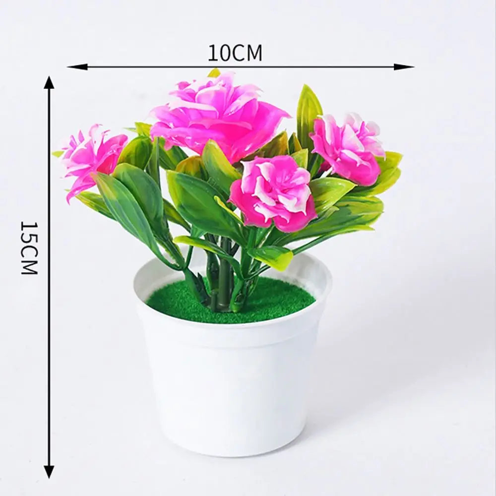 Multicolor Artificial Rose Bonsai – Potted Simulation Flower Decor
