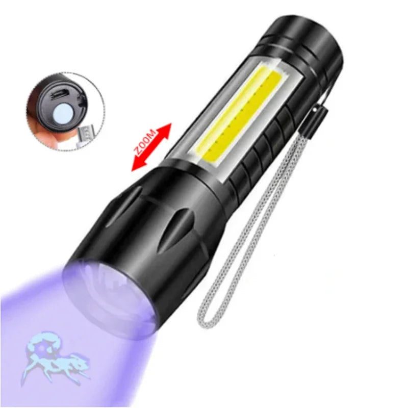 UV Black Light Flashlight 365/395nm Zoomable Ultraviolet Torch
