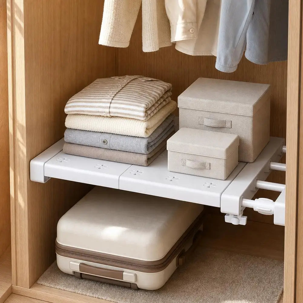 Expandable Closet Shelf Organizer – Punch-Free Retractable Divider