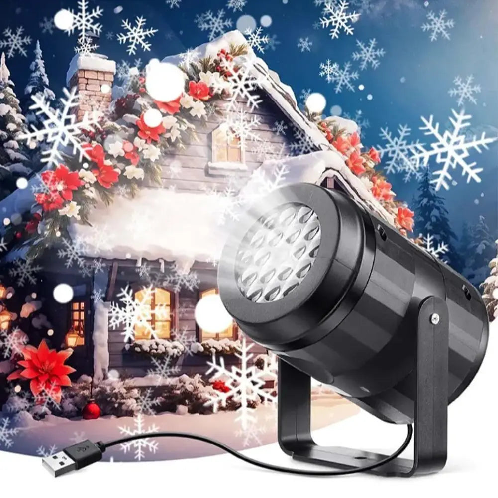 USB Snowflake Rotating Christmas Projector LED Light