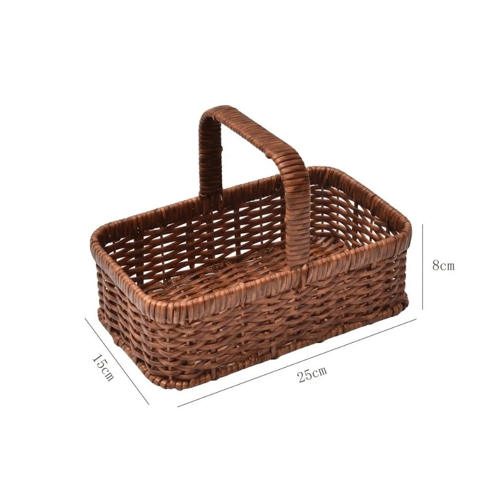 Woven Plastic Rattan Rectangular Basket – Fruit & Serving