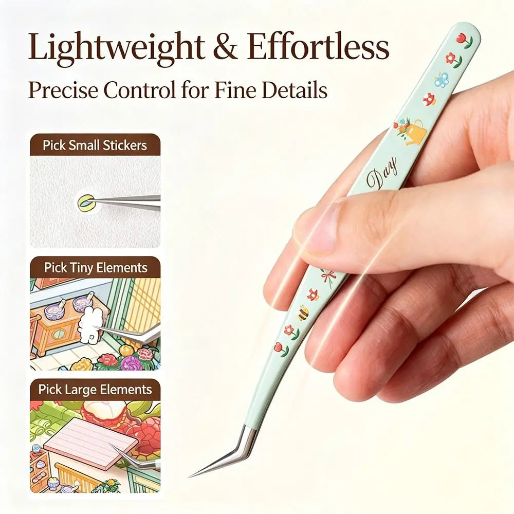 Stainless Steel Precision Tweezers – Cartoon Pattern Craft & Lash