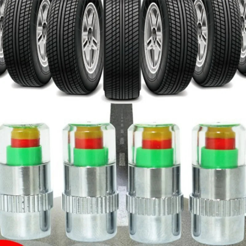 Tire Pressure Valve Caps Color Indicator 4-Pack | Car SUV Truck