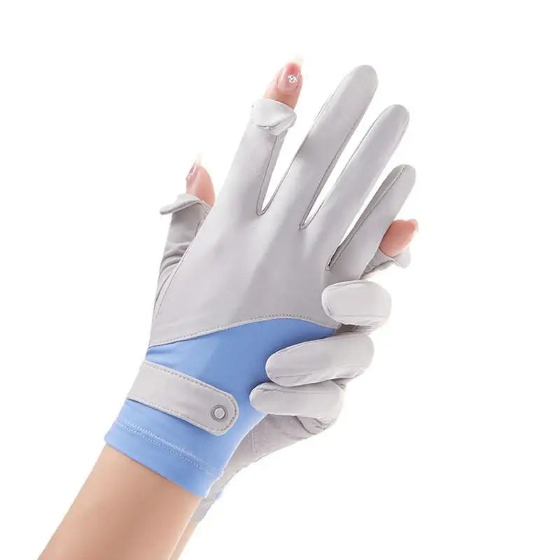 Women's UV Ice Silk Long Driving Gloves – Touchscreen Anti-Slip