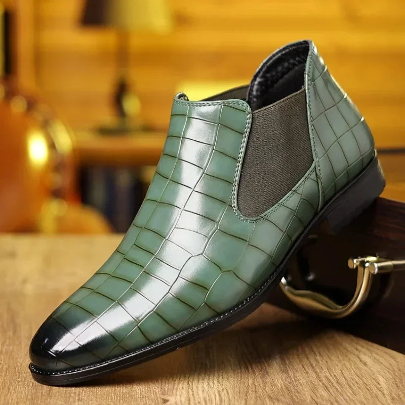 LEDP Men's Pointed-Toe Chelsea Boots – Slip-On Dress Ankle Boot