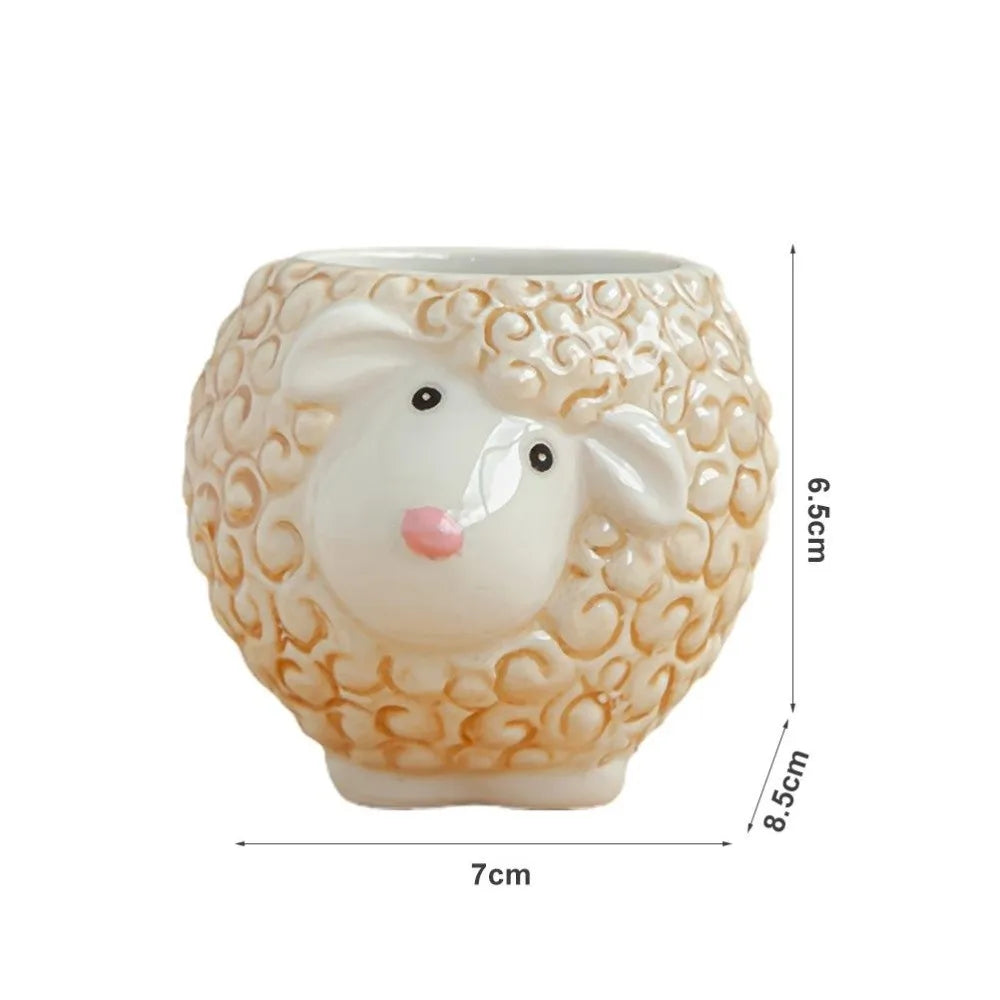 Cartoon Elephant Ceramic Succulent Planter with Drainage Hole
