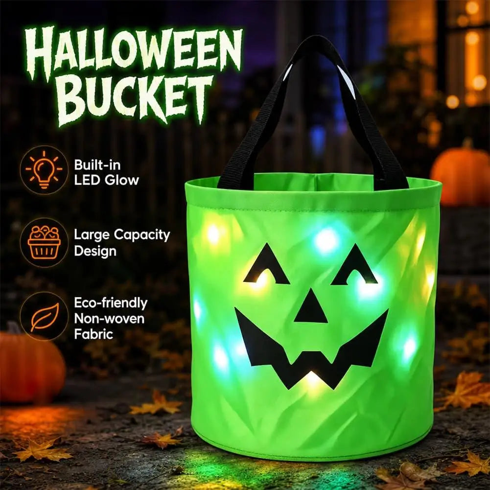 LED Light-Up Halloween Pumpkin Candy Bucket for Kids