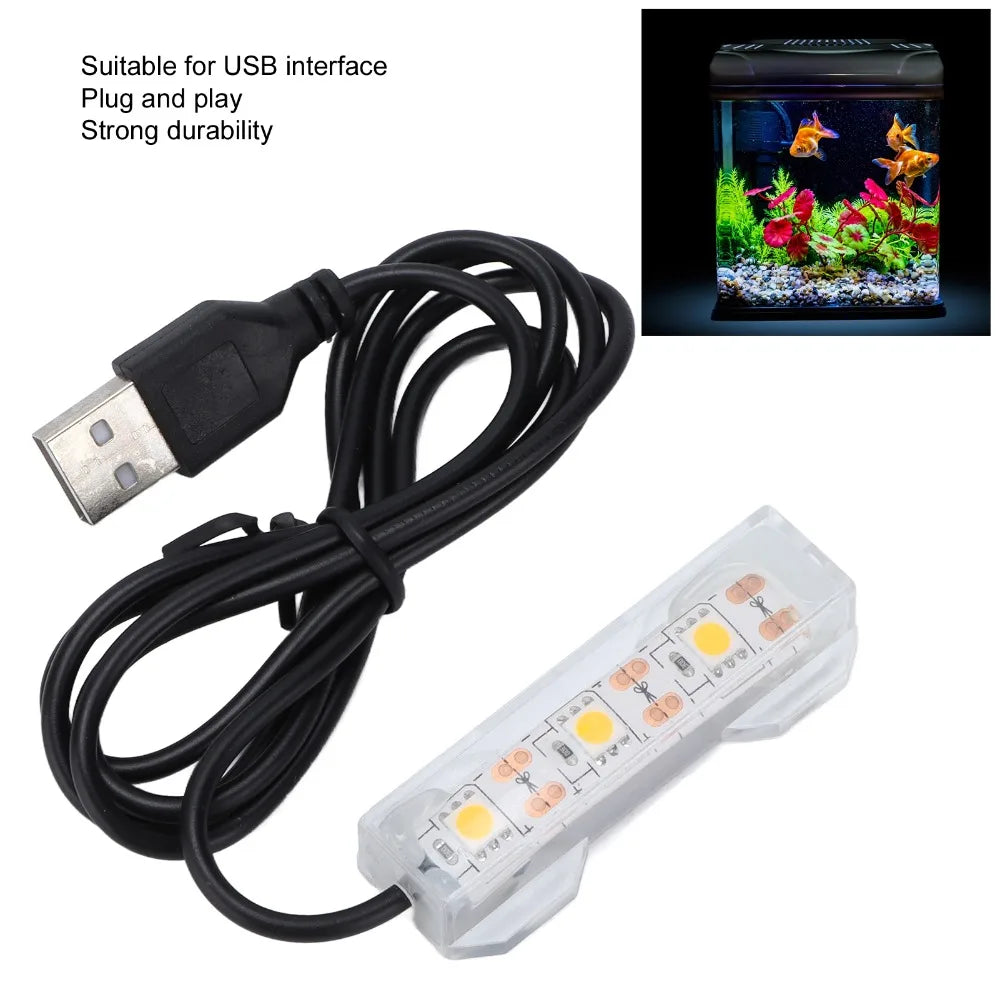 USB Aquarium LED Light – Submersible Multicolor Clip-On Lamp