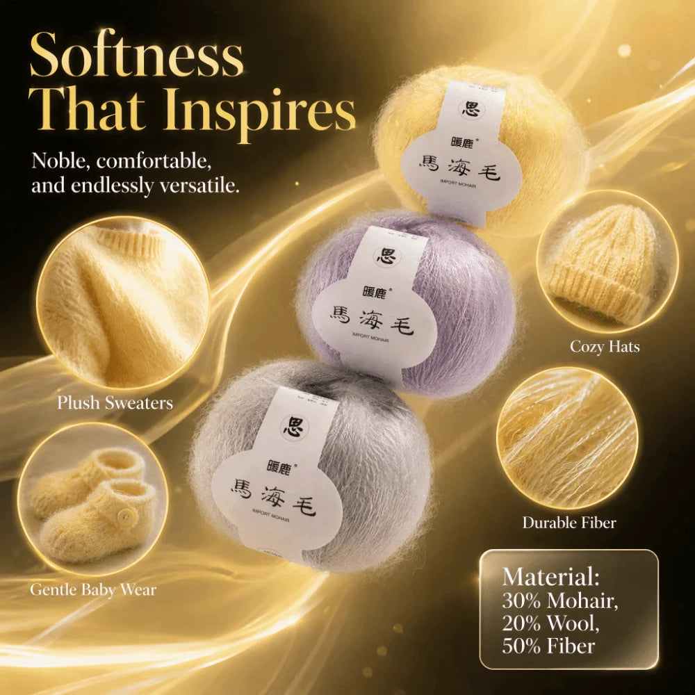 Mohair Wool Blend Knitting Yarn – Soft Angora Multi-Color