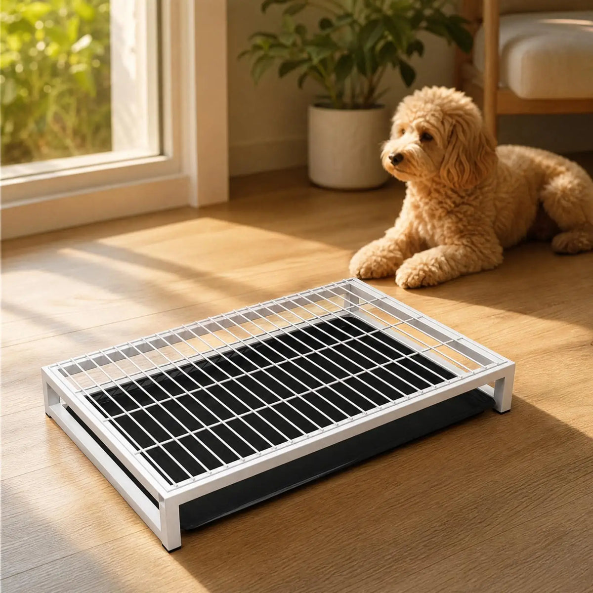Raised Grid Dog Potty with Metal Frame & Collection Tray