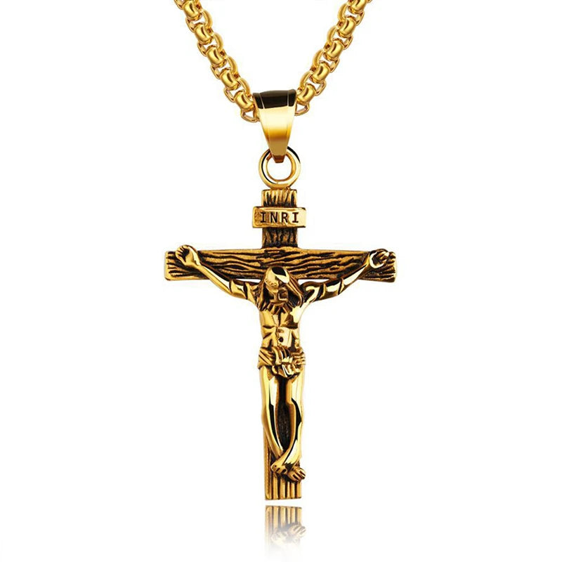 Cross Pendant Necklace – Stainless Steel Religious Jewelry