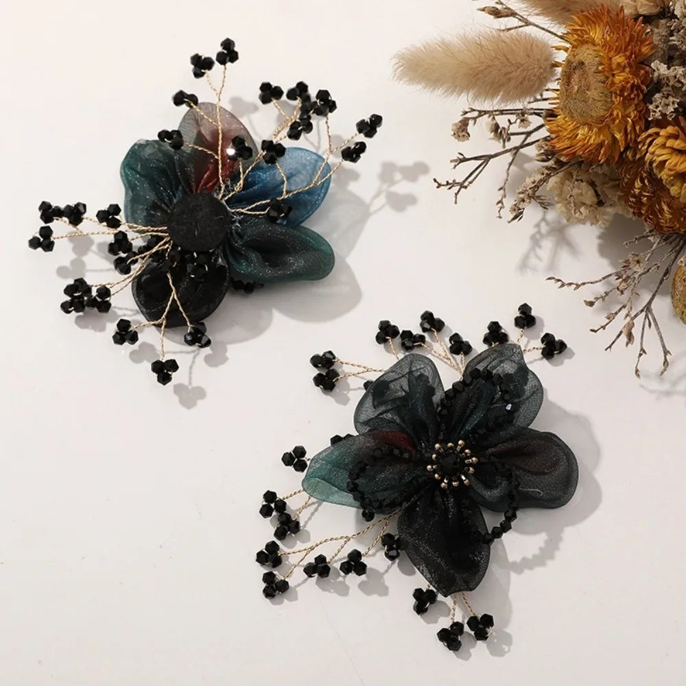 Crystal Bead Organza Flower Applique – DIY Hair Accessory