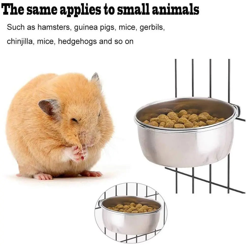 Stainless Steel Hanging Cage Bowl – Anti-Gnaw Pet Feeder