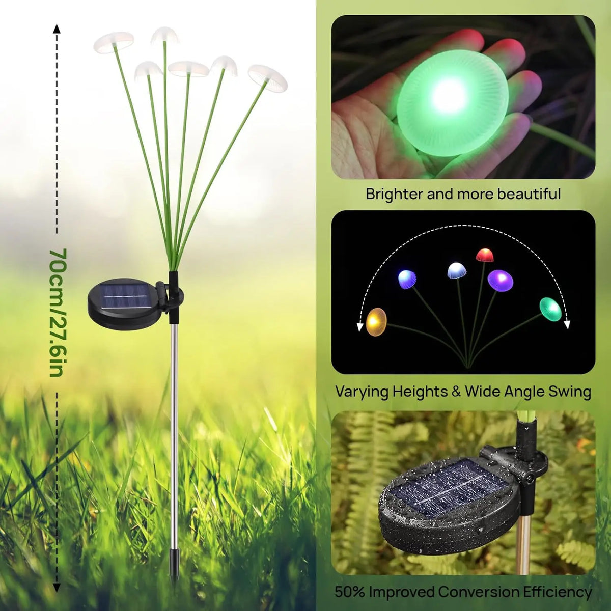 Solar Mushroom Garden Lights – 6 LED Dual Mode Waterproof Décor