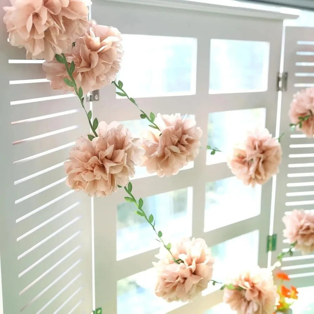 Tissue Paper Pom Pom Garland 2.5m – Hanging Party Décor