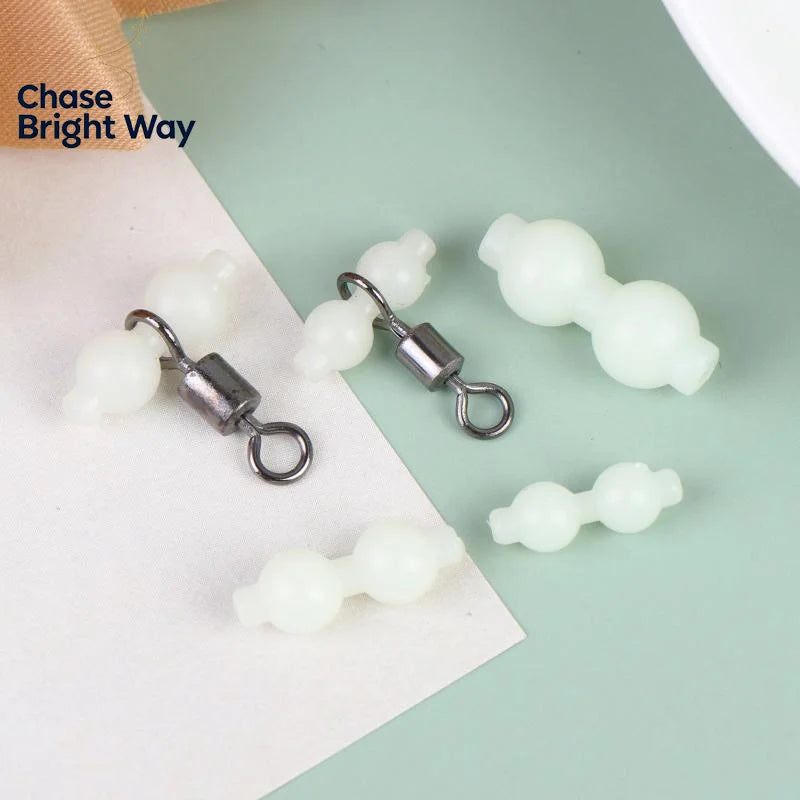 50-Pack Luminous Gourd Bead Fishing Swivel Connectors Anti-Tangle