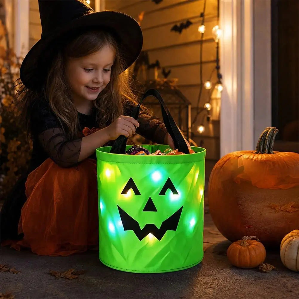 LED Light-Up Halloween Pumpkin Candy Bucket for Kids