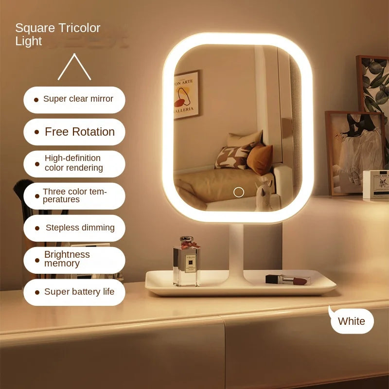 LED Vanity Mirror 3-Color Touch Control – Desktop Makeup Mirror