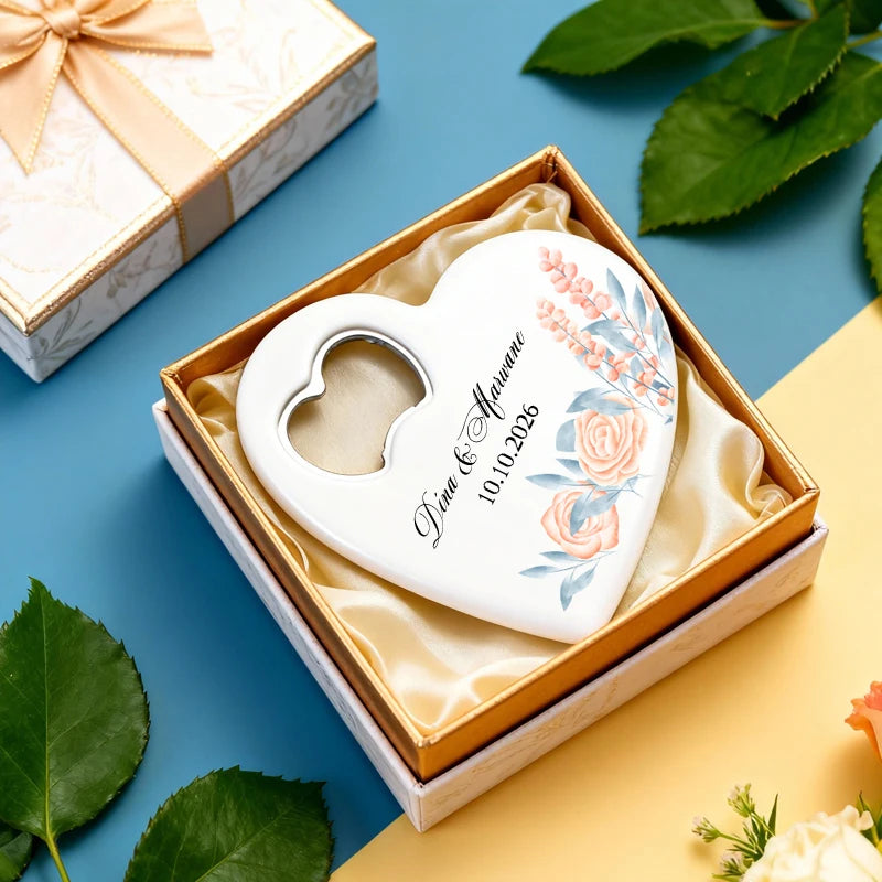Personalized Heart-Shaped Magnetic Bottle Opener | Wedding Gift