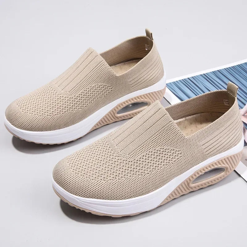 Women's Platform Slip-On Sneakers | Air Cushion Wedge Shoes