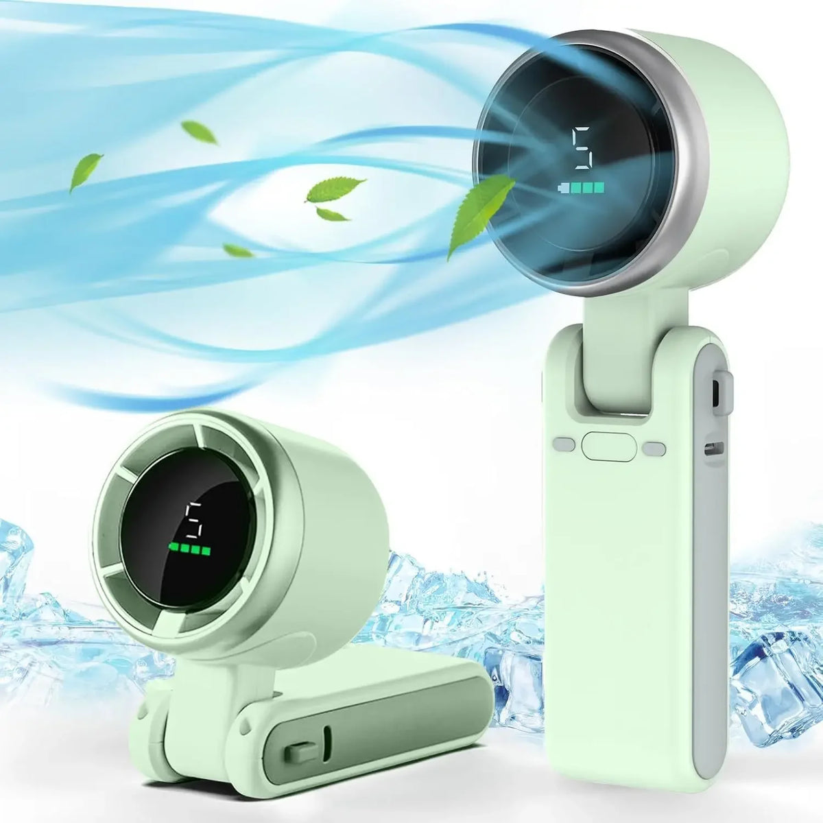 SAMMY 180° Mini Portable Fan – 5 Speeds, USB Rechargeable