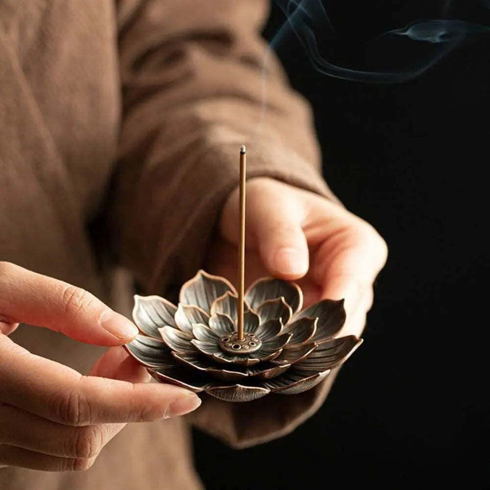 Lotus Incense Holder – Alloy Multi-Hole Incense Stick Base