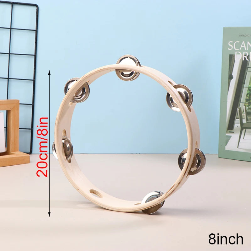 Wooden Tambourine for Kids – Orff Hand Drum 4–10 Inch