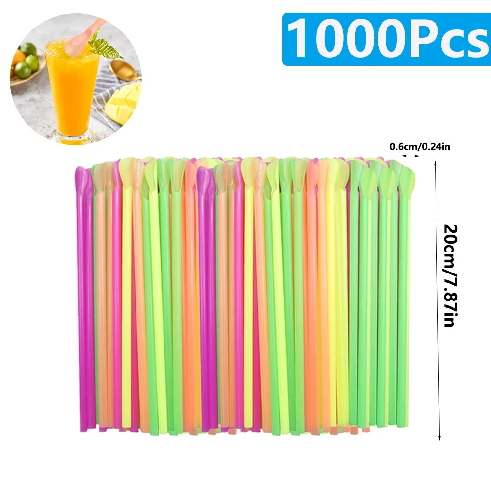 Color Spoon Straws for Milkshakes & Smoothies | 50–2000 Pack