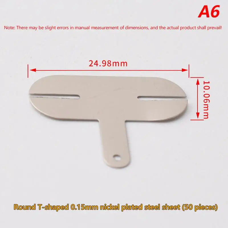 50-Pack T-Shape Nickel Tabs for 18650 Battery Spot Welding