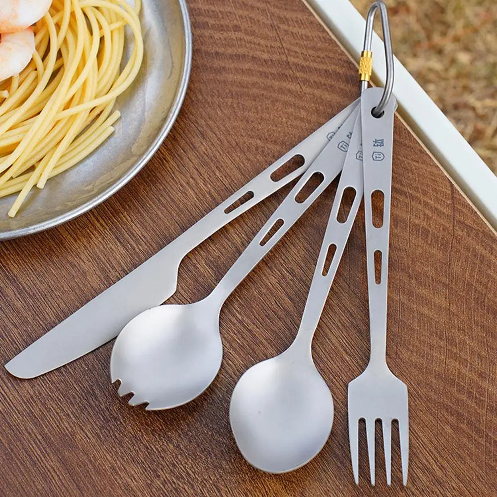 Titanium Camping Cutlery Set – 4-Piece Lightweight Travel Utensils